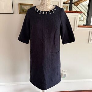 JOULES Navy Dress with Embellished Neckline NWT Sz 8